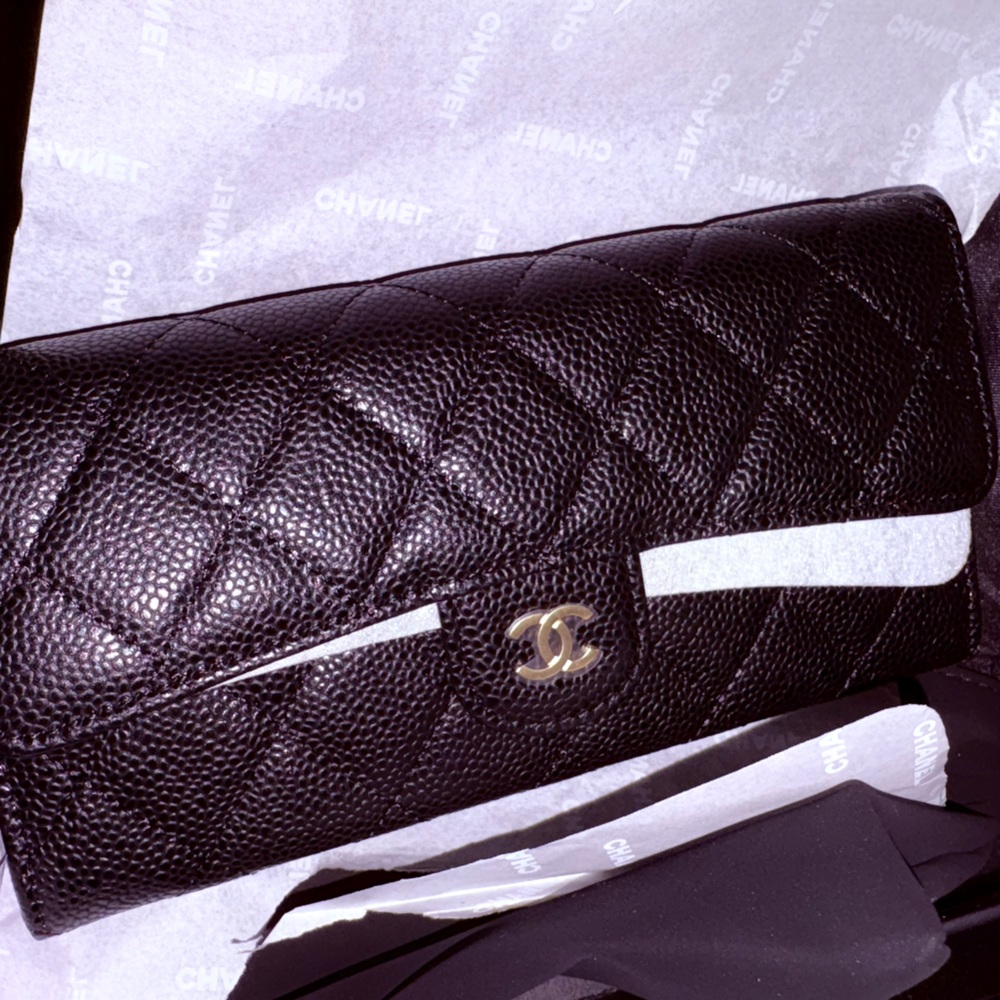 Chanel Black Caviar Quilted Wallet
